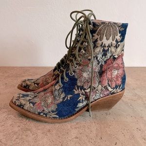 Jeffrey Campbell Elmcroft Tapestry Lace Up Booties